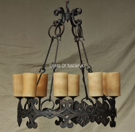Tuscan-Gothic-Medieval-Castel Chandelier-Hand Forged-Wrought Iron