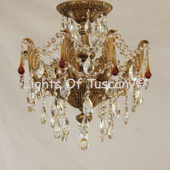 Solid brass candelabra crystal Flush Mount