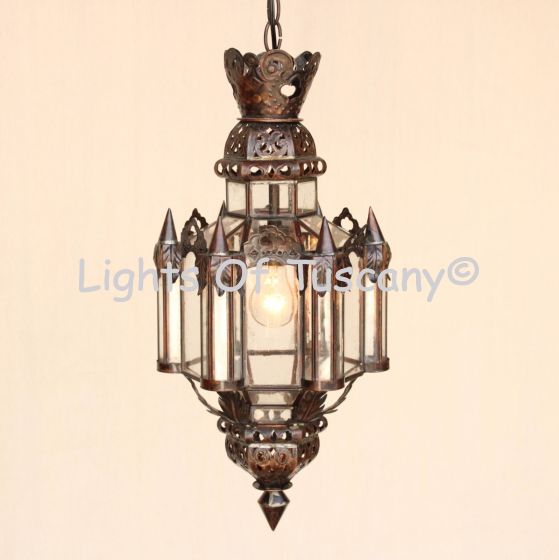 3059-1 Moroccan - Moorish Style Hanging Indoor copper Lantern
