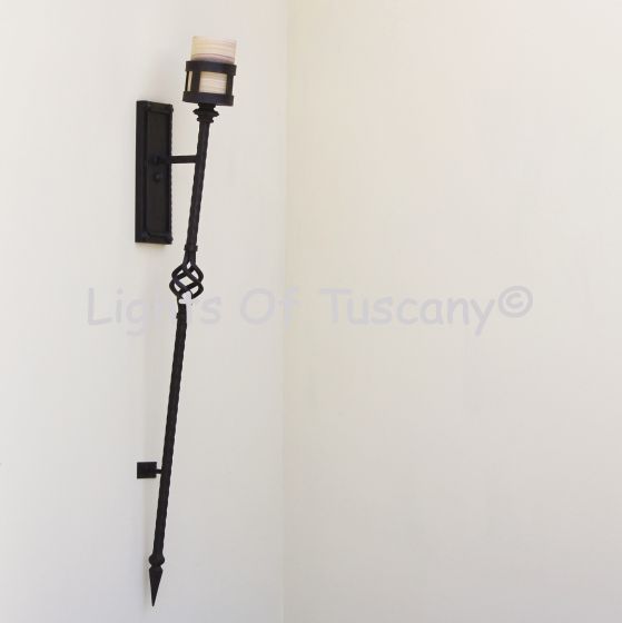 5420-1 Rustic Spanish/Mediterranean Style Wrought Iron Torch Wall Light