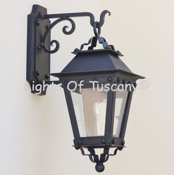 Contemporary-Spanish Wrought Iron Lantern/ Light