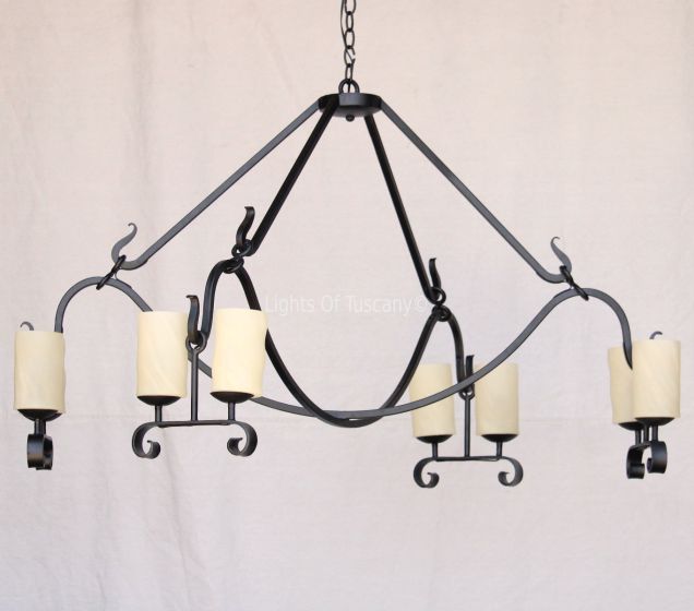 1037-8GLS Rustic Style Wrought Iron Chandelier