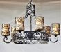 1276-6SCR  Spanish Revival Wrought Iron Chandelier with Scroll Glass Candles