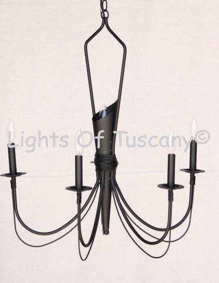9011-6 Transitional Contemporary Style Wrought Iron Chandelier