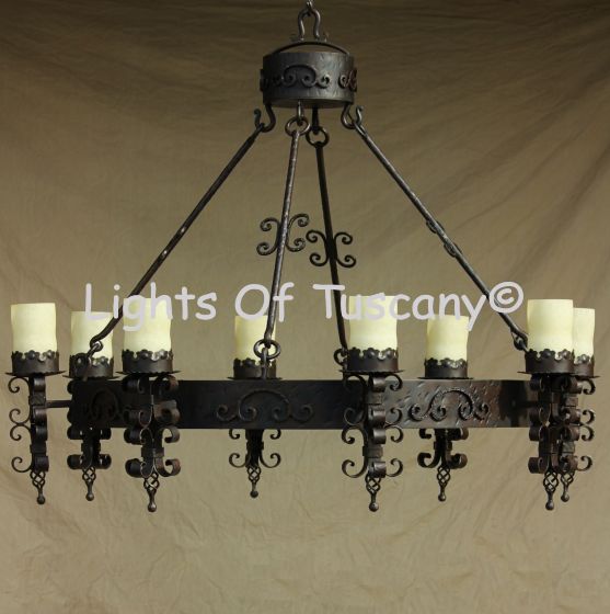 1234-8 Tuscan/Mediterranean Style Wrought Iron Chandelier