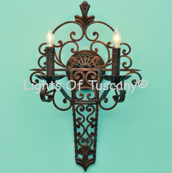 Wrought iron wall sconces hand forged/ Spanish Revival wall sconce