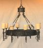 1470-8  Spanish Revival Wrought Iron Chandelier with Real Onyx