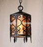 2070-1MIC Spanish Revival Wrought Iron Hanging Pendant with Mica 