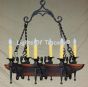 Country Italian-Log Cabin-Tuscan Chandelier-Hand Forged-Wrought Iron- Wood- Pot rack 	