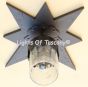 6563-1CL Wrought Iron Star Flush Ceiling Light With Crackle Glass