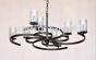 1036-8G Contemporary Wrought Iron Chandelier with Glass Candles