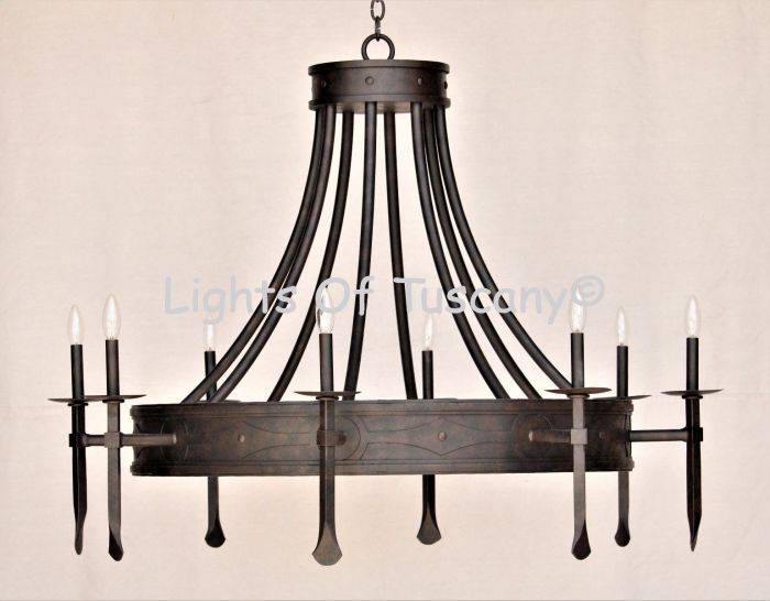 1948-8 Transitional Style Wrought Iron Chandelier