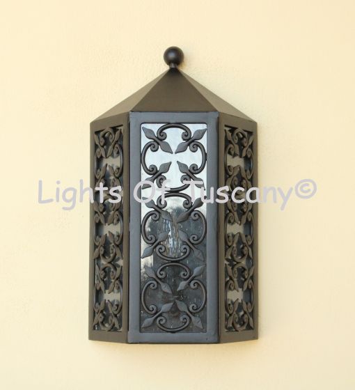7144-PCK Spanish Tuscan Outdoor Iron Pocket Wall Light