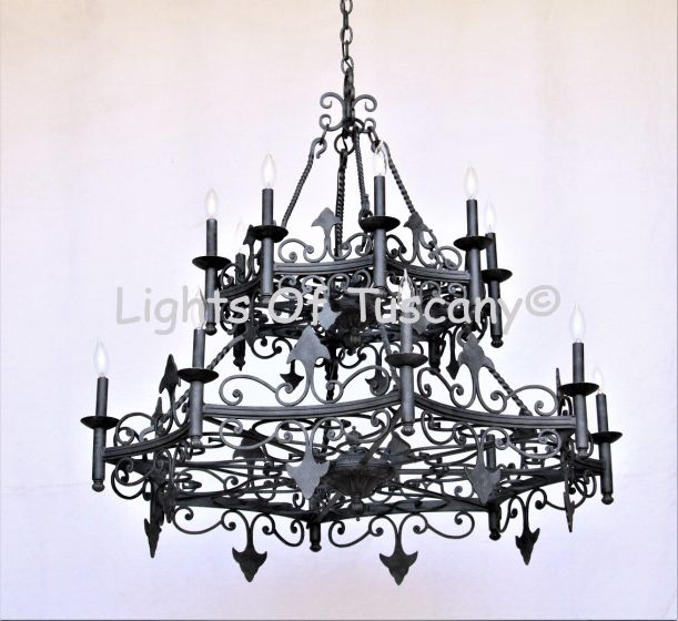 Spanish Revival Chandelier, Large Chandelier, Wrought Iron Chandelier, Large Entryway Chandelier, 2 level chandelier, Mediterranean chandelier, gothic chandelier, old world chandelier