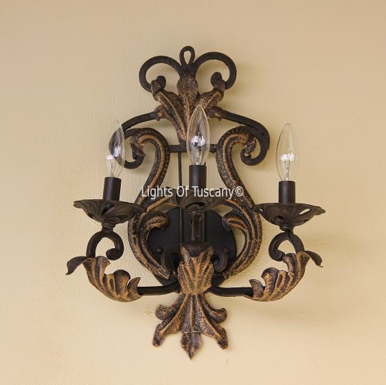 5384-3 Vintage Tuscan Style Iron Wall Sconce