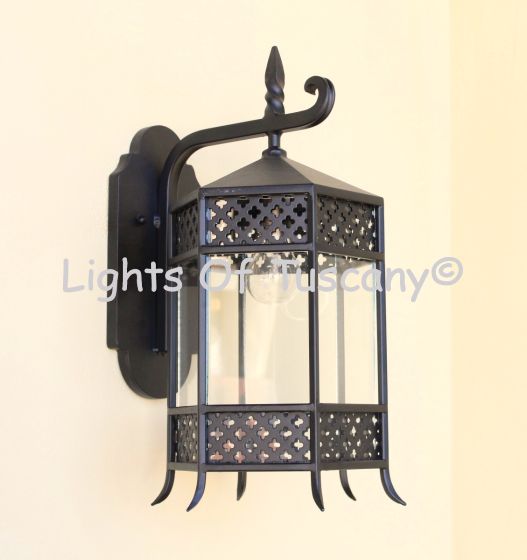 8141-1 Contemporary Spanish Outdoor Iron Wall Lantern