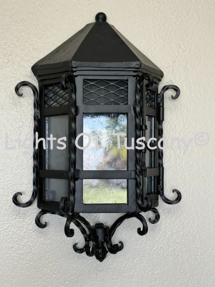 Spanish Colonial Outdoor Wall Light,  Iron Wall Light, Spanish Outdoor Light, Outdoor Pocket Sconce, Colonial Outdoor Light, Iron Lighting