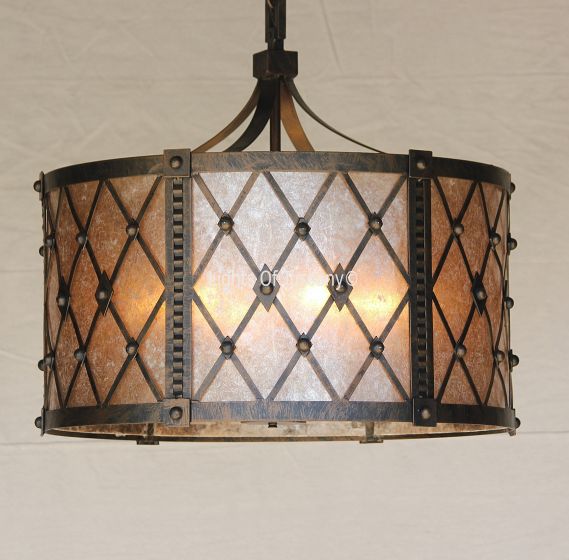 2367-6 Contemporary / Transitional Iron Drum Chandelier Iron Spanish Mediterranean