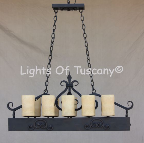 Country Italian Tuscan Chandelier-Hand Forged-Wrought Iron Pot rack