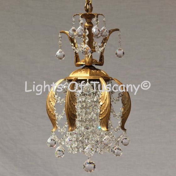 Solid brass candelabra crystal pendant cut prism  