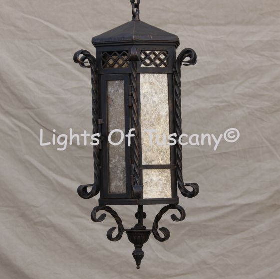 pendant-lighting-hanging-Hand-Forged Wrought Iron/ Spanish Revival lantern