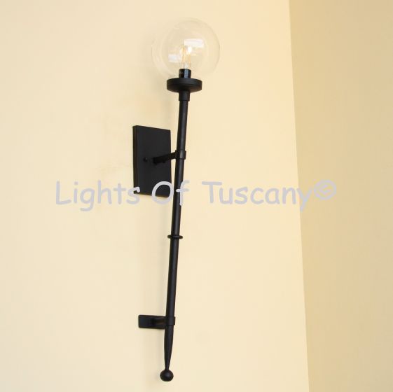 7947-1 Transitional Style Globe Iron Torch Outdoor Light