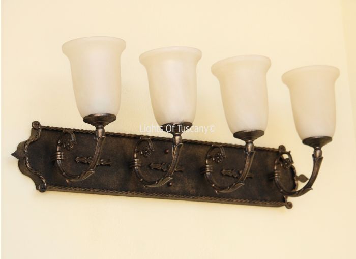5659-4 Tuscan Style Wrought Iron Bathroom Bar Vanity Light