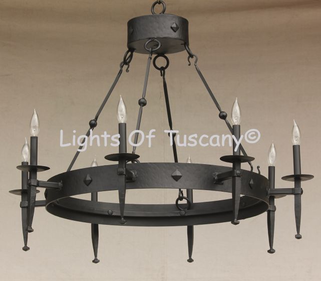 1080-8 Contemporary Spanish Style Wrought Iron Chandelier