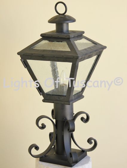 Spanish Style Mediterranean outdoor column post lantern light