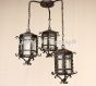 2028-3CL Santa Barbara Style Wrought Iron Outdoor Lantern Hanging Swag Cluster Light