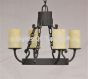 1391-4  Rustic Spanish Style Wrought Iron Chain Chandelier 