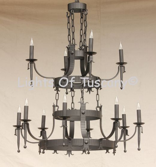 1624-12 Spanish Style Wrought Iron Chandelier