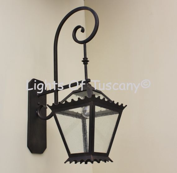 Contemporary-Spanish Wrought Iron Lantern/ Light