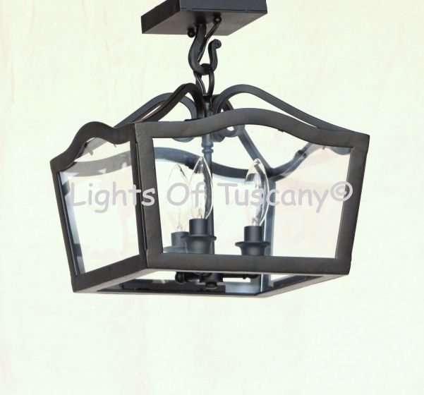 6512-3 Spanish Contemporary Style Wrought Iron Semi Flush Ceiling Light