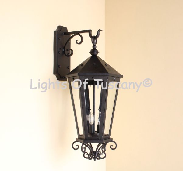 7558-3 Spanish Contemporary Iron Outdoor Wall Lantern