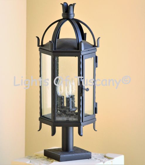 7055-1P Spanish Gothic Style Iron Post Light