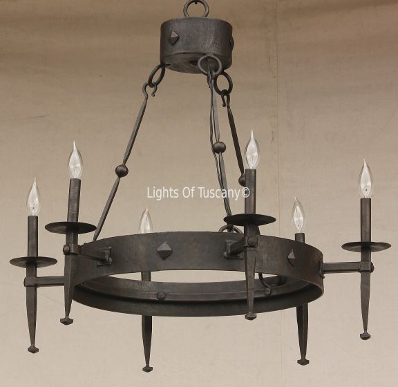 1081-6 Contemporary Spanish Style Wrought Iron Chandelier R:$999