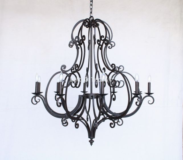 Mediterranean Style Chandelier, Transitional Chandelier, Wrought Iron Chandelier, Large Chandelier, Entryway Chandelier, Scroll Design Chandelier, Dining Room Chandelier, Great Room Chandelier, Decorative Chandelier, Spanish Chandelier, Tuscan Chandelier,