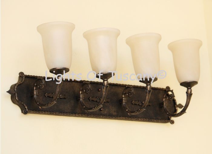 5659-4 Tuscan Style Wrought Iron Bathroom Bar Vanity Light