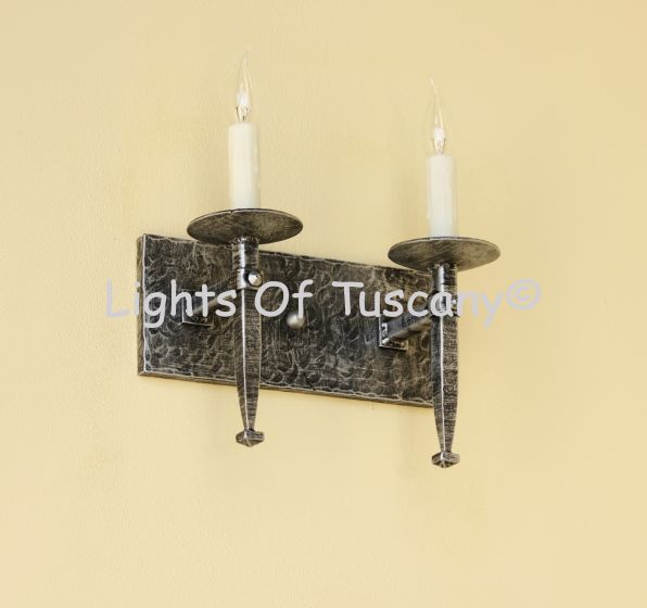Spanish Contemporary Style Iron Wall Bathroom Vanity 2 Light Bathroom Light Mediterranean Spanish Light