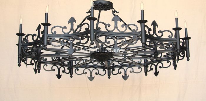 6559-12 Spanish Revival Semi Flush Iron Wrought Iron Light