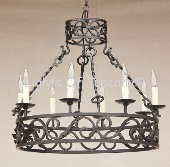 1291-6 Tuscan Style Wrought Iron Chandelier