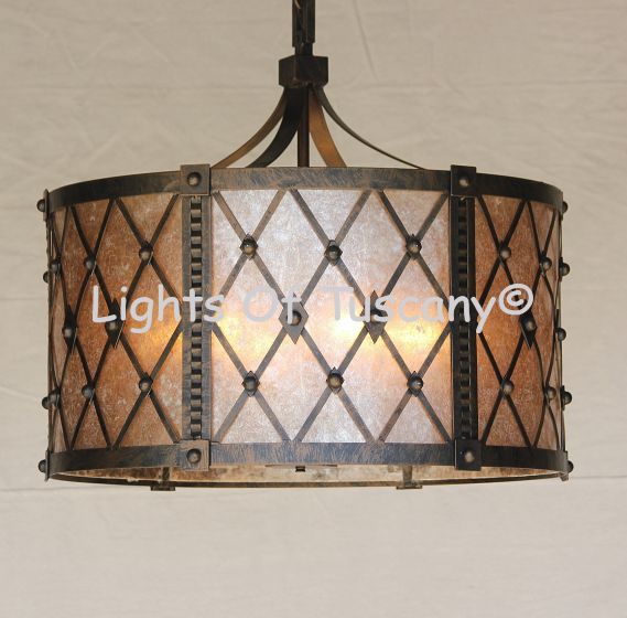 2367-6 Contemporary / Transitional Iron Drum Chandelier  Iron Spanish Mediterranean 