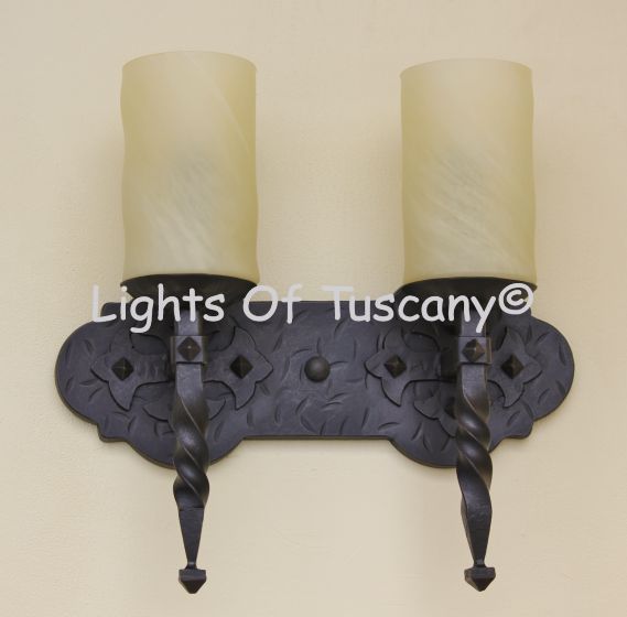 5639-2 Spanish/Mediterranean Style Wrought Iron Bathroom Vanity Light
