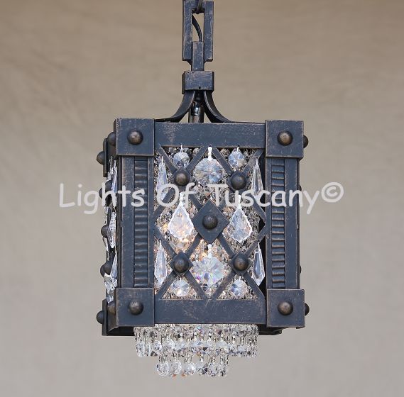 Contemporary Crystal mini pendant- Wrought Iron- Gothic