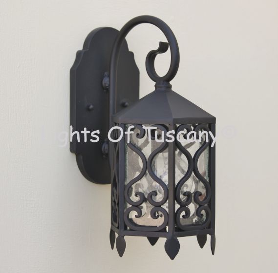 7077-1  Tuscan/Mediterranean Style Outdoor Iron Wall Light/Lantern