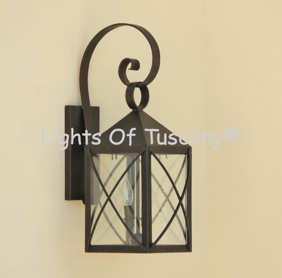 Rustic style outdoor wall lantern light