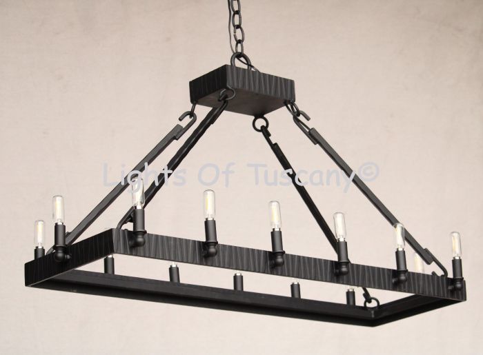 2392-14 Wrought Iron Contemporary Style Linear Chandelier