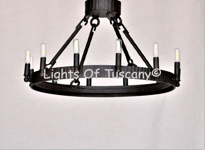 2398-12FL  Contemporary Spanish Style Flush Mount Wrought Iron Chandelier