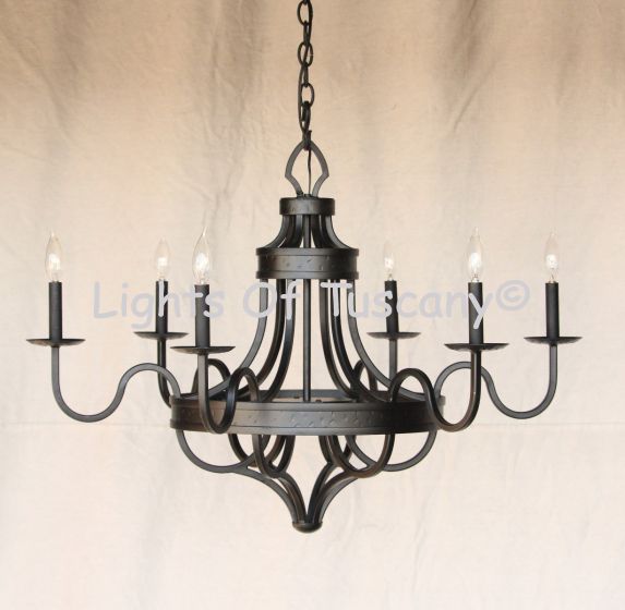 1095-6 Transitional Mediterranean Style Wrought Iron Chandelier